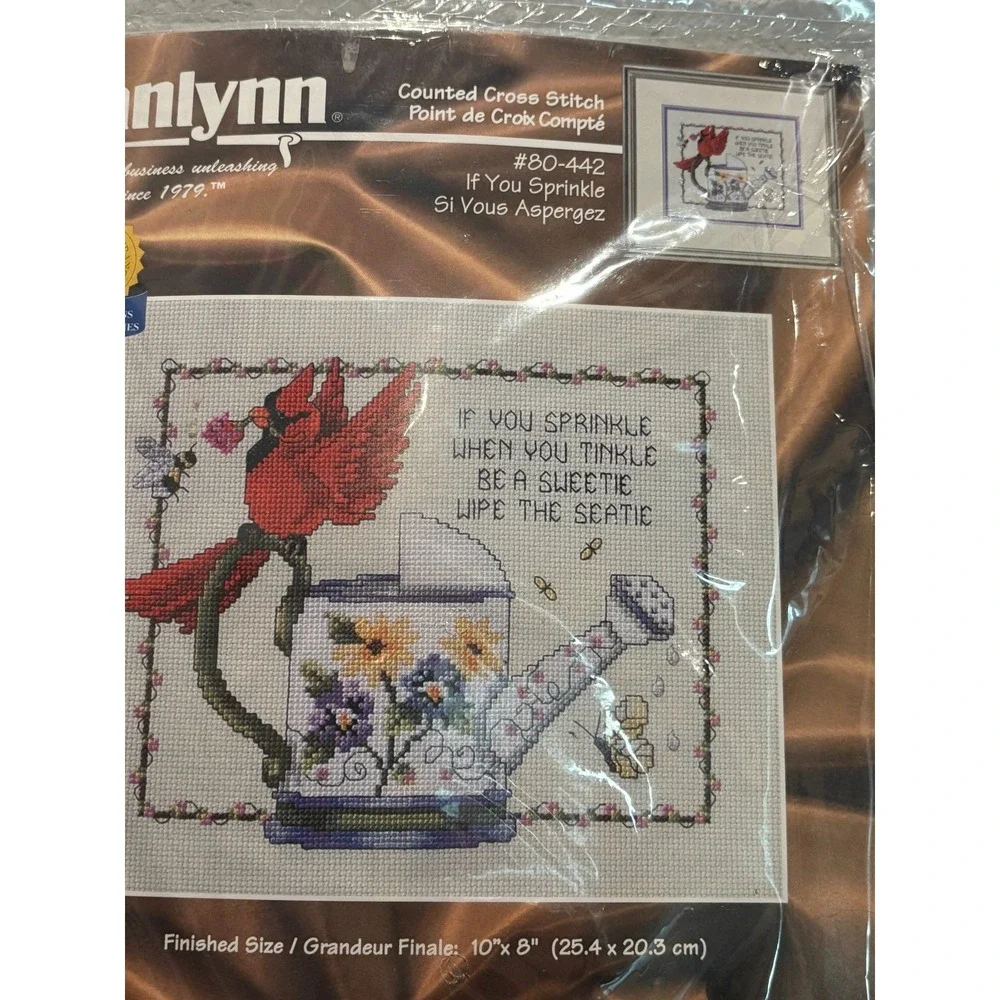 Janlynn Counted Cross Stitch If You Sprinkle Red Cardinal With Watering Can